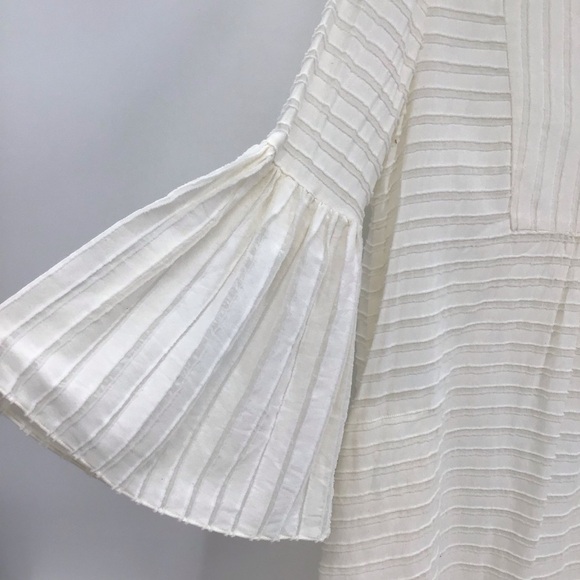 BCBGMaxAzaria Aidan Woven Bell Sleeve Dress Summer Beach Ivory Size Small - Picture 4 of 7